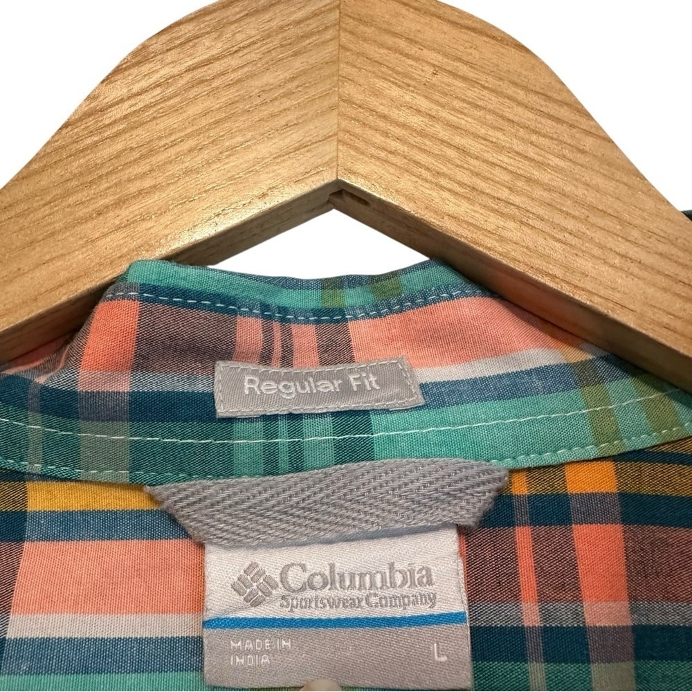 COLUMBIA Men's Large Collared Button Down Regular Fit Plaid Short Sleeve Shirt - Picture 2 of 4
